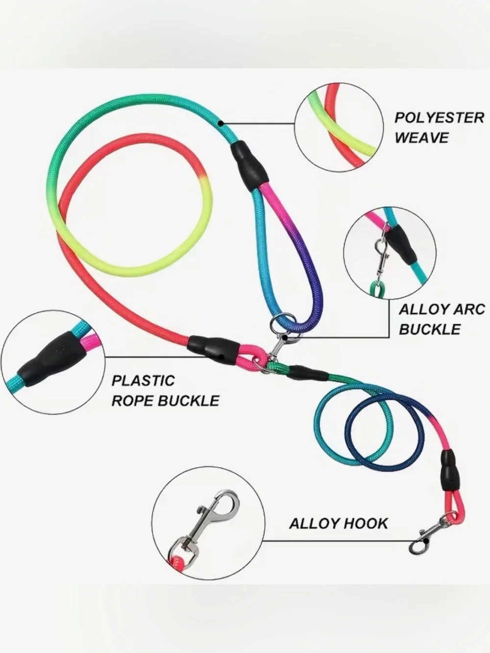 Blue Reflective Rope Dog Hands Free Leash - Durable Pet Lead
